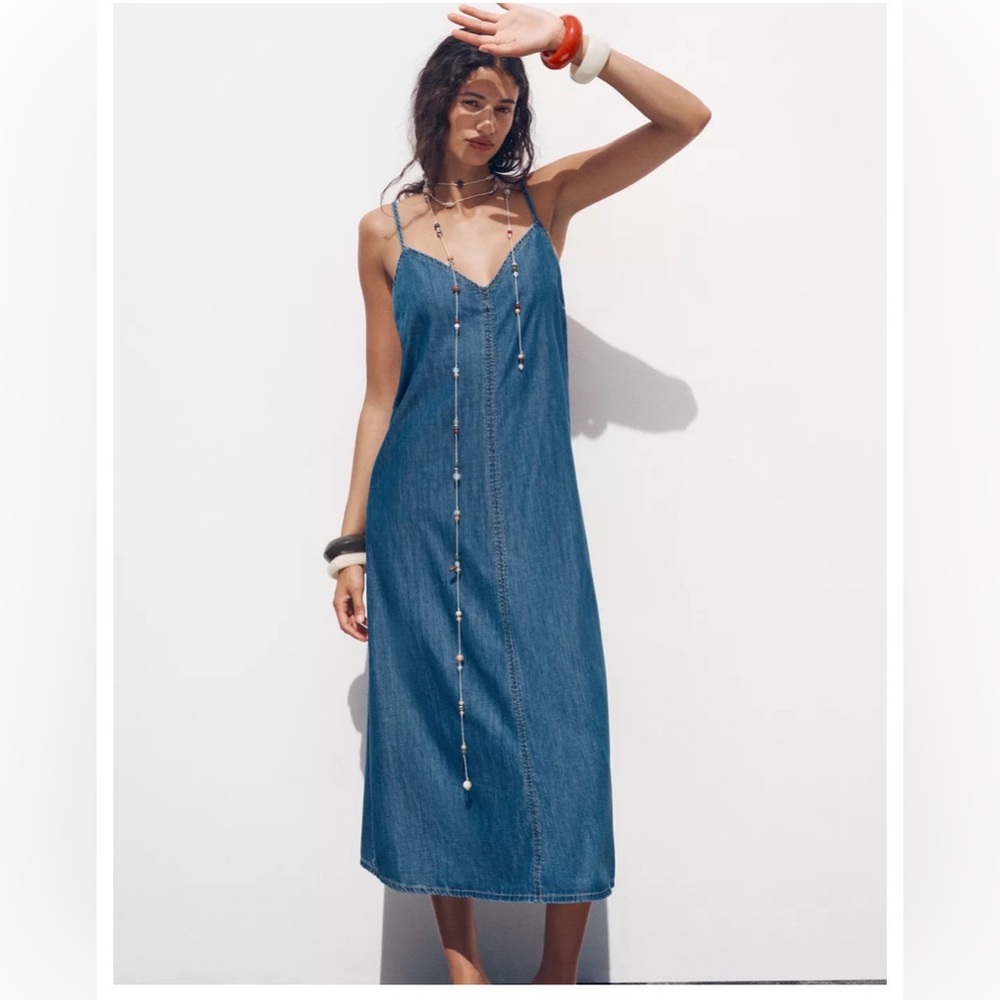 Zara Sky Blue Denim Dress